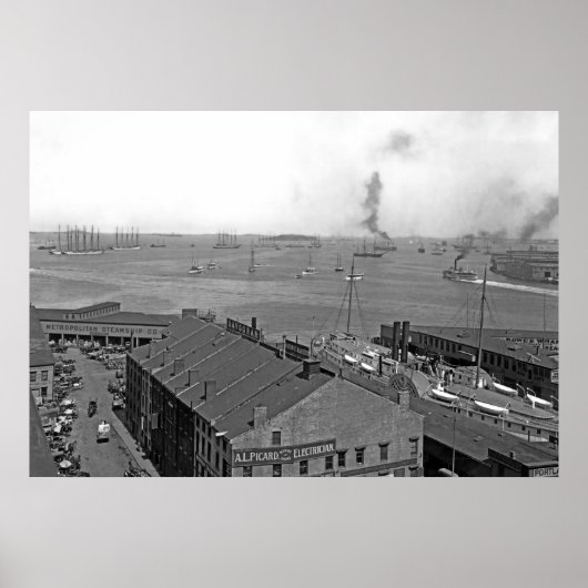 Poster Vue d'ensemble du port de Boston (Devant)