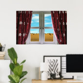 Poster Vue depuis la fenêtre sur les terres agricoles (Bureau à domicile)
