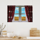 Poster Vue depuis la fenêtre sur les terres agricoles (Cuisine)