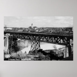 Poster Vue des automnes et du pont de Spokane