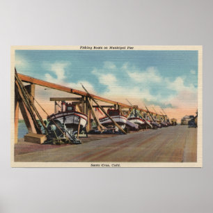 Poster Vue des bateaux de pêche sur le pilier municipal