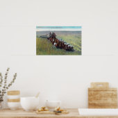 Poster Vue des fermiers récoltant avec un énorme cheval (Cuisine)