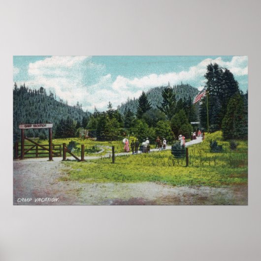 Poster Vue des invités sur une promenade dans le jardin (Devant)