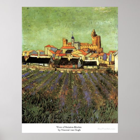 Poster Vue des Saintes-Maries par Vincent van Gogh (Devant)