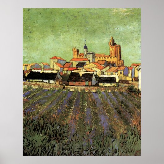 Poster Vue des Saintes Maries par Vincent van Gogh (Devant)