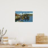 Poster Vue des voiliers accostés dans le port (Cuisine)