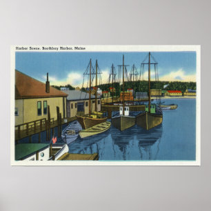 Poster Vue des voiliers accouplés dans le port