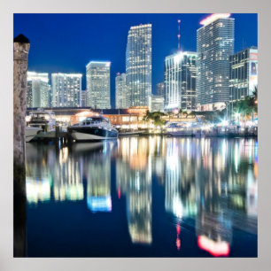 Poster Vue d'horizon avec la réflexion dans l'eau, Miami