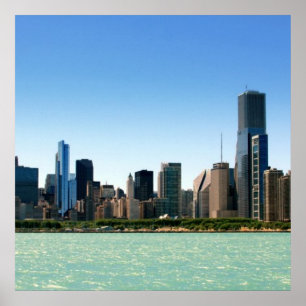 Poster Vue d'horizon de Chicago par le lac Michigan