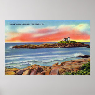 Poster Vue d'île de protubérance et du phare
