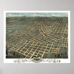 Poster Vue d'oeil de 1871 oiseaux panoramique de carte