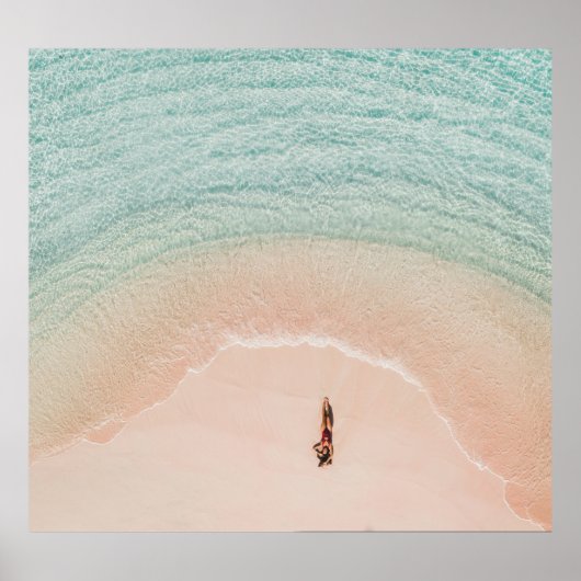 Poster Vue Drone, Vacances Plage Rose. (Devant)