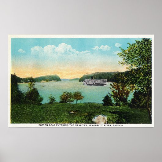 Poster Vue du bateau de Boston entrant dans les Narrows (Devant)