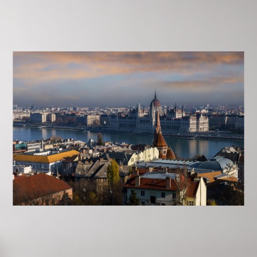 Poster Vue du bâtiment du Parlement hongrois (Devant)