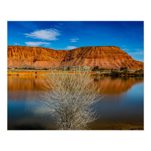 Poster Vue du lac de feu brillant (Devant)