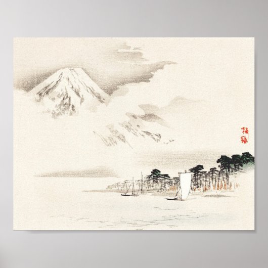 Poster Vue du Mont Fuji par Kōno Bairei (Devant)