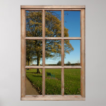Vue du parc d'automne depuis une fenêtre