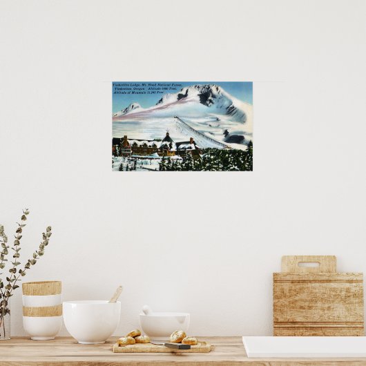 Poster Vue du pavillon Timberline, mont Hood en hiver (Cuisine)