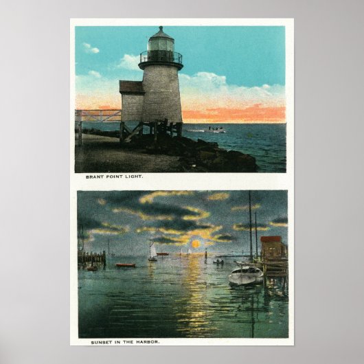 Poster Vue du phare de Brant Point (Devant)
