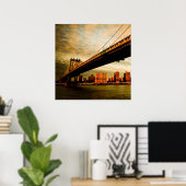Poster Vue du pont de Manhattan du côté de Brooklyn (NYC) (Bureau à domicile)