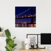 Poster Vue du pont de Manhattan la nuit (Bureau à domicile)