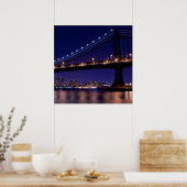 Poster Vue du pont de Manhattan la nuit (Cuisine)