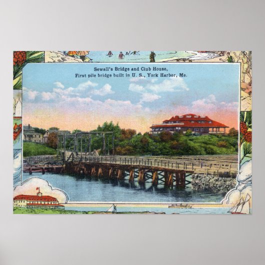 Poster Vue du pont et du pavillon de Sewall (Devant)