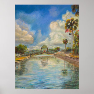 Poster Vue du pont piétonnier du lac