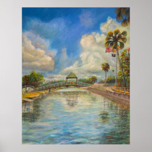 Poster Vue du pont piétonnier du lac