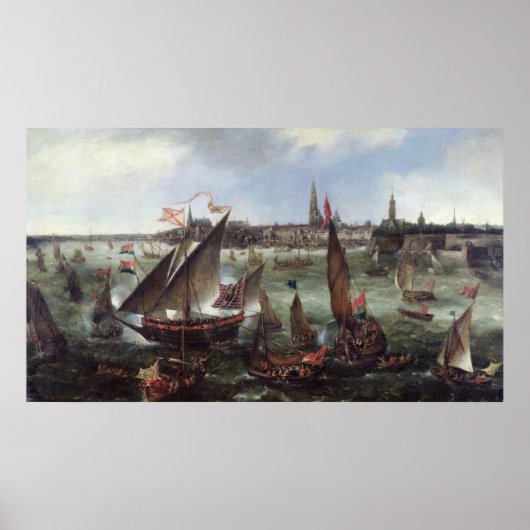 Poster Vue du port d'Anvers (Devant)