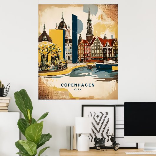 Poster Vue du port de Copenhague (Bureau à domicile)