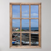 Poster Vue du port de pêche à partir d'une fenêtre (Devant)