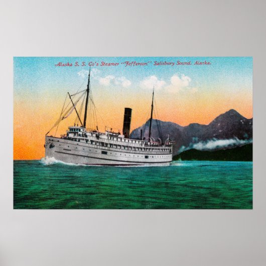 Poster Vue du Steamer Jefferson (Devant)