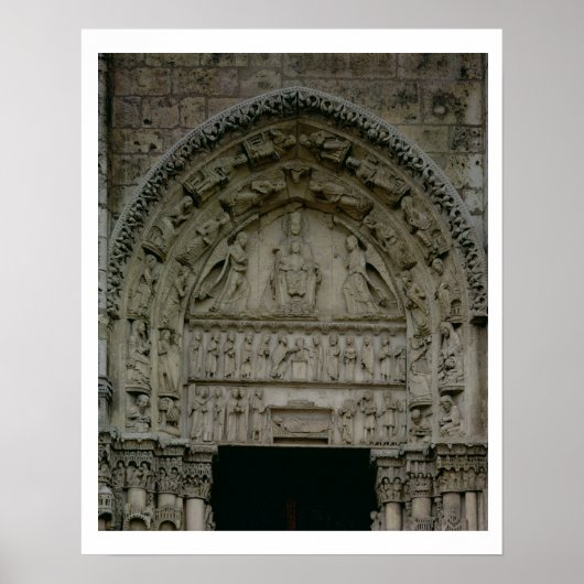 Poster Vue du tympan représentant la Vierge et le Chi (Devant)