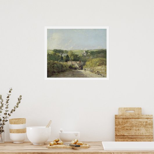 Poster Vue du village d'Osmington avec l'église et Vi (Cuisine)