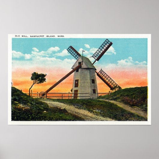 Poster Vue d'un ancien moulin à vent (Devant)