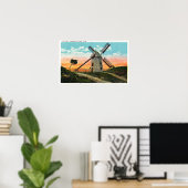 Poster Vue d'un ancien moulin à vent (Bureau à domicile)