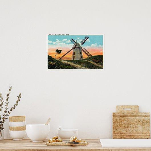 Poster Vue d'un ancien moulin à vent (Cuisine)