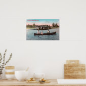 Poster Vue d'un bateau à la maison sur le lac (Cuisine)