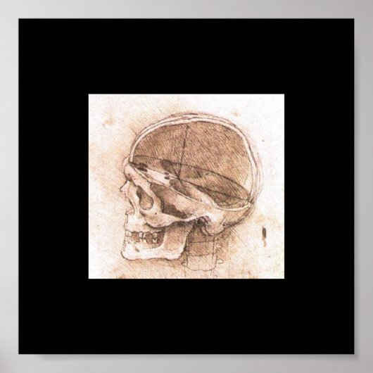 Poster Vue d'un crâne par Léonard de Vinci vers 1489 (Devant)