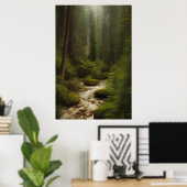 Poster Vue d'un flux de forêt (Bureau à domicile)