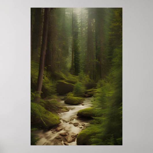 Poster Vue d'un flux de forêt (Devant)