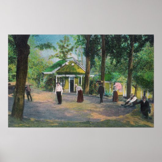 Poster Vue d'un jeu de croquet Harbin Springs, CA (Devant)
