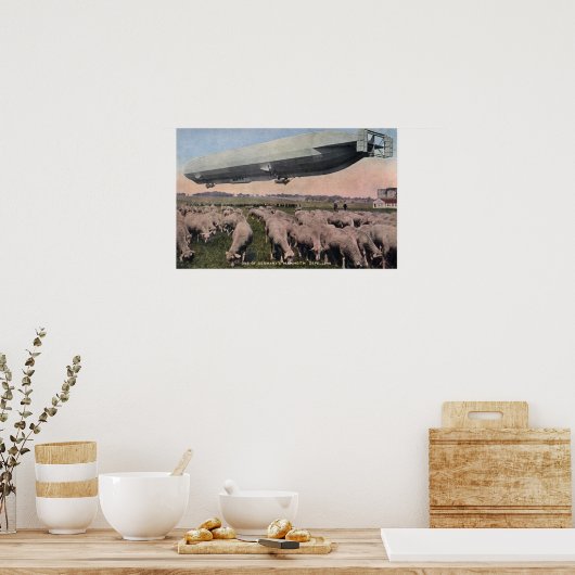 Poster Vue d'un limbe de zeppelin sur le mouton (Cuisine)