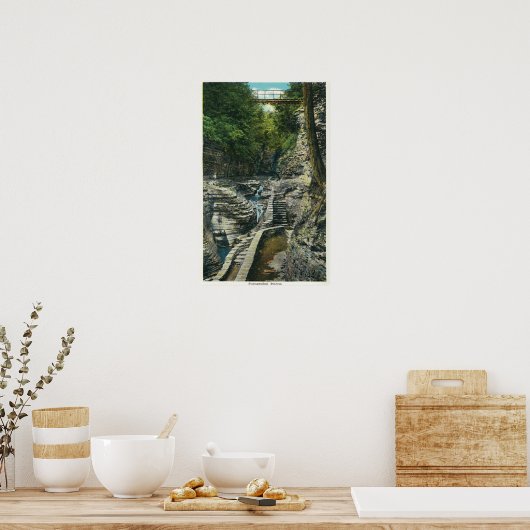 Poster Vue d'un pont de suspension (Cuisine)