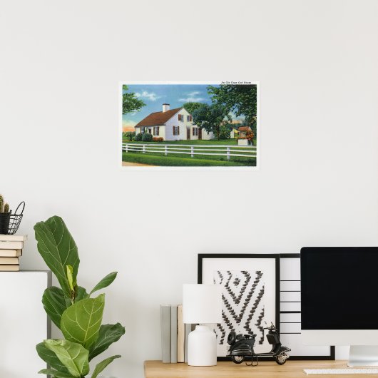 Poster Vue d'une ancienne maison de Cape Cod (Bureau à domicile)