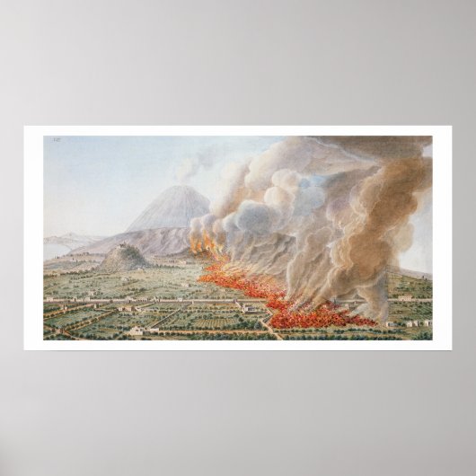 Poster Vue d'une éruption du mont Vésuve qui a commencé l (Devant)