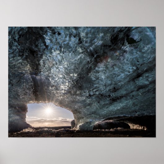 Poster Vue d'une grotte de glace, Islande (Devant)
