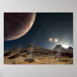 Poster Vue d'une lune hypothétique en orbite