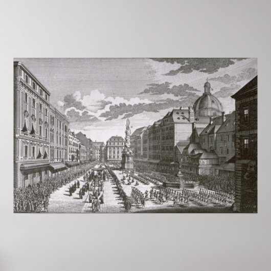 Poster Vue d'une procession dans le Graben (Devant)
